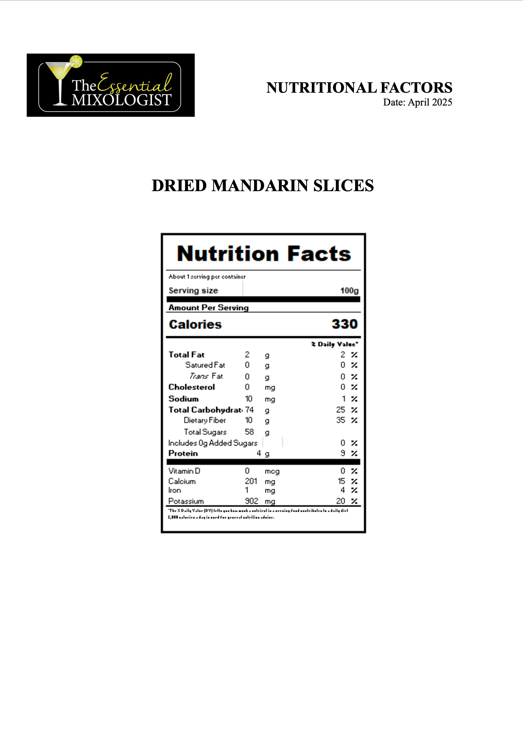 DEHYDRATED MANDARIN ORANGE (MANDARIN WHEELS)