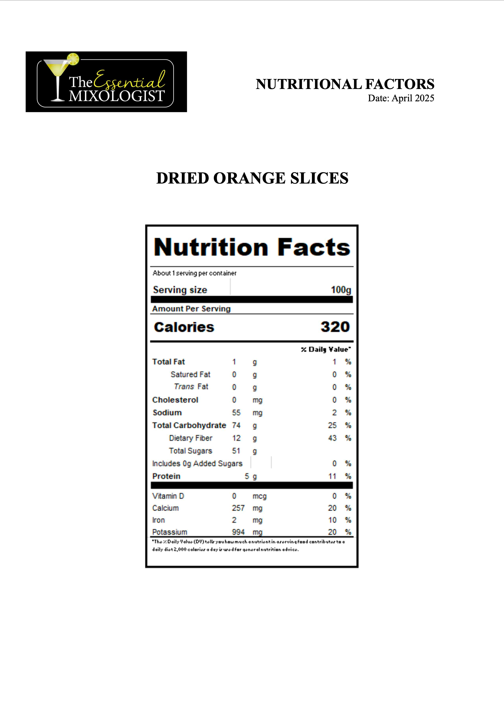DEHYDRATED ORANGE SLICES (ORANGE WHEELS)